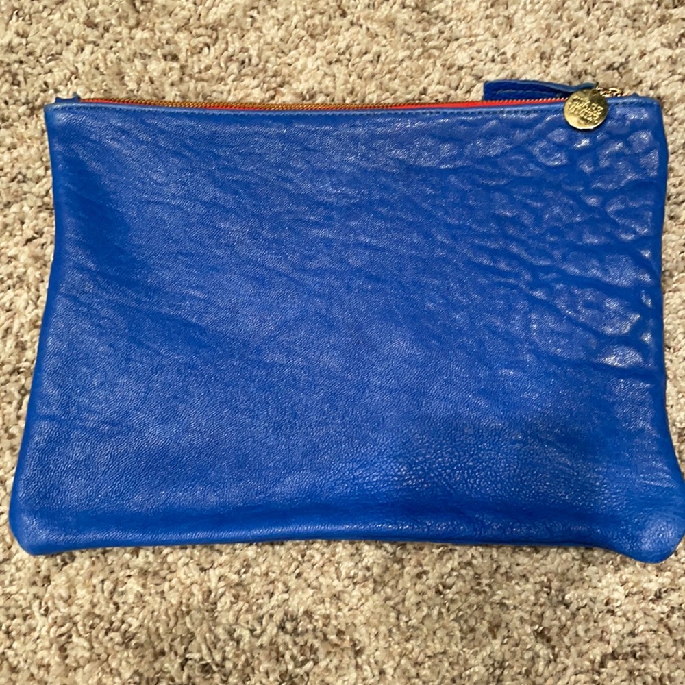 Clare V. Blue Leather Clutch